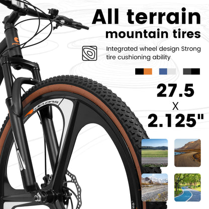 Hycline Ecarpat Cirge MTB bicycle with 27.5-inch wheels, mountain bike frame and rugged tires for off-road riding.