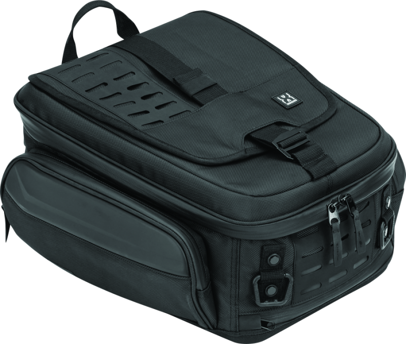 Kuryakyn Xkursion XB Ambassador motorcycle tail bag shown on bike, weather-resistant and versatile storage for motorcycle touring.