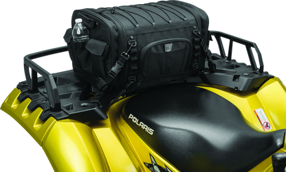 Kuryakyn Momentum Drifter Bag Part #5283, 42-liter versatile luggage for powersports adventures, shown mounted on motorcycle.