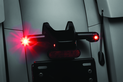 Kuryakyn Rear Atto turn signal adapter in black for Indian Chieftain and Challenger motorcycles, shown installed on bike.