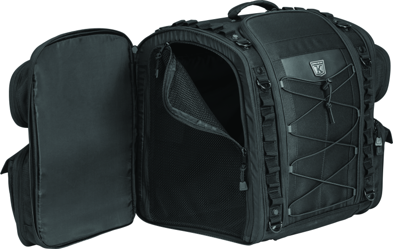 Kuryakyn Momentum Road Warrior Bag made of durable 1200 denier textile with multiple compartments for motorcycle storage.
