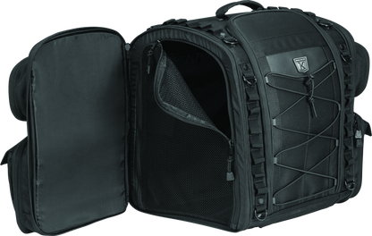Kuryakyn Momentum Road Warrior Bag made of durable 1200 denier textile with multiple compartments for motorcycle storage.
