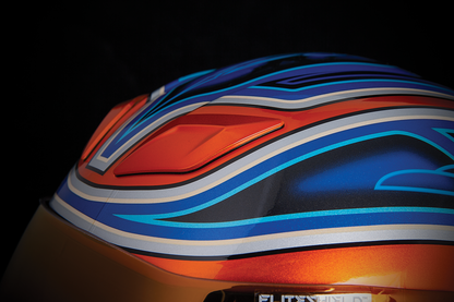 Blue ICON Airflite™ helmet in El Centro design, medium size, featuring sleek aerodynamic shape and clear visor.