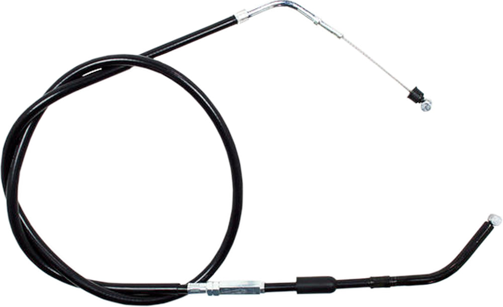 Motion Pro black vinyl clutch cable with chrome fittings, durable performance for motorcycle clutch systems.
