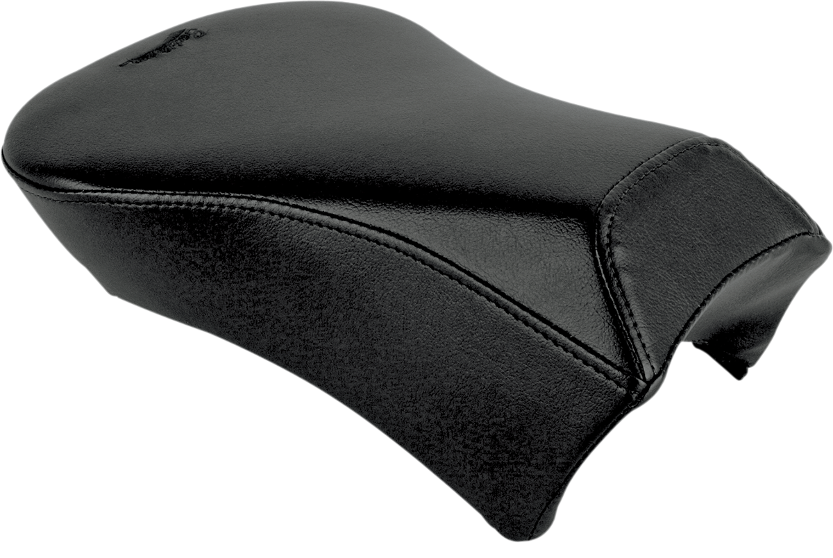 Bill's Exhausts Saddlemens Pillion seat for Dyna models 2006-2017, rear passenger seat with durable black leather upholstery.