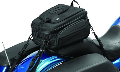 Kuryakyn Xkursion XB Ambassador motorcycle tail bag in weather-resistant material with adjustable straps and multiple storage compartments.