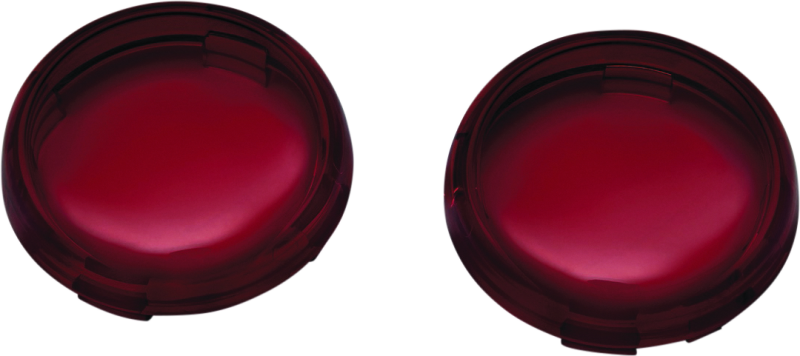 Kuryakyn Bullet Style Red Lens for Harley-Davidson turn signals, close-up of red lens with bullet shape design.