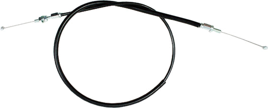 Black vinyl motorcycle throttle pull cable by MOTION PRO, model 02-0510, with metal ends for smooth throttle operation.