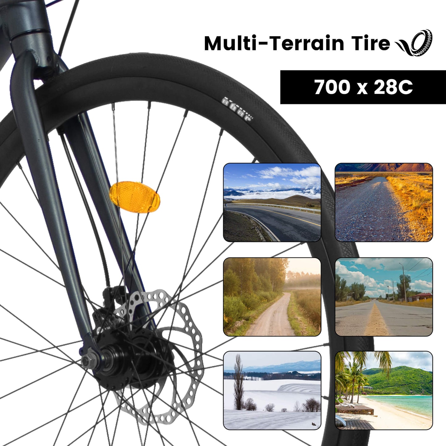 Hycline Dorace SLR 700x28C bicycle tire mounted on a wheel, designed for road bikes with durable rubber tread and sleek design.