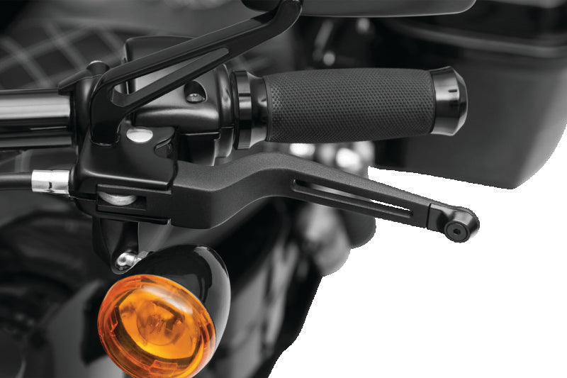 Kuryakyn Dillinger clutch and brake levers for Harley-Davidson, lightweight aluminum with slotted ergonomic design, 96-up models