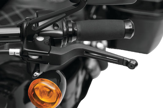 Kuryakyn Dillinger clutch and brake levers for Harley-Davidson, lightweight aluminum with slotted ergonomic design, 96-up models