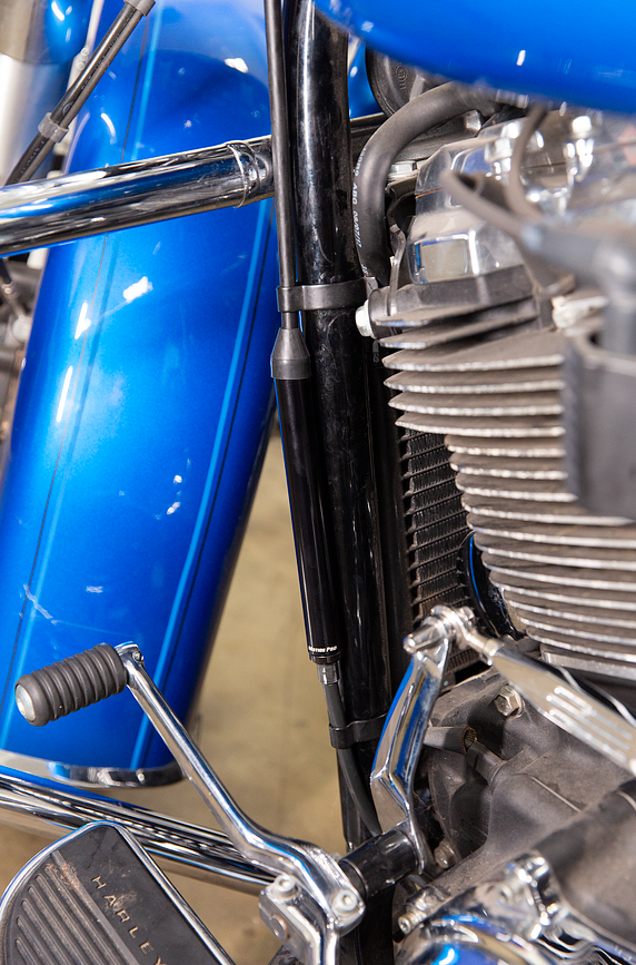Motion Pro top half clutch cable for Harley-Davidson Softail and Touring models, showing the black cable and connector end.