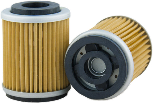 HIFLOFILTRO HF143 motorcycle oil filter showcasing the cylindrical filter element with branding and packaging.