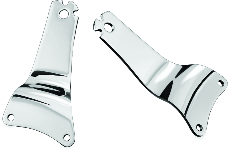 Chrome Kuryakyn fixed mounts for multi-purpose backrest, designed for secure attachment on motorcycle or bike.
