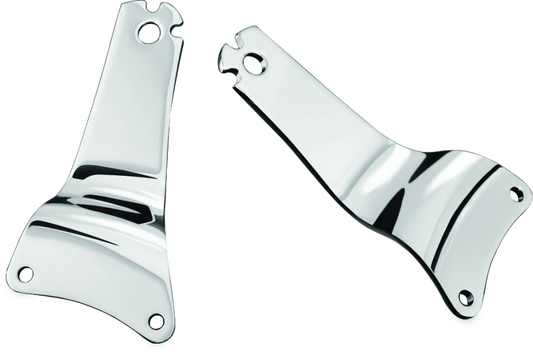 Chrome Kuryakyn fixed mounts for multi-purpose backrest, designed for secure attachment on motorcycle or bike.