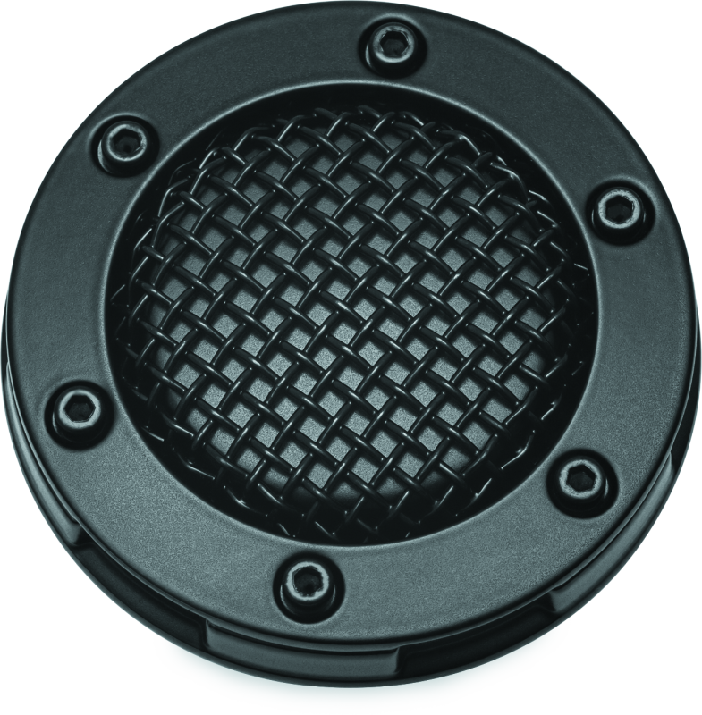 Kuryakyn Mesh Vented Gas Cap for Harley Davidson Touring Models, chrome finish, with mesh vent design on a motorcycle gas tank