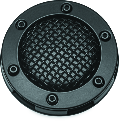 Kuryakyn Mesh Vented Gas Cap for Harley Davidson Touring Models, chrome finish, with mesh vent design on a motorcycle gas tank