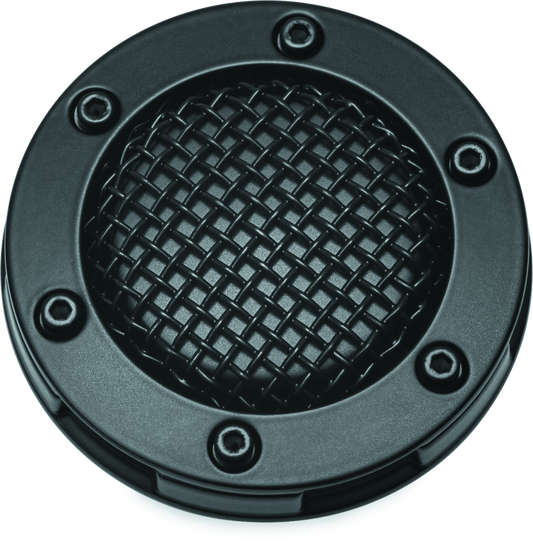 Kuryakyn Mesh Vented Gas Cap for Harley Davidson Touring Models, chrome finish, with mesh vent design on a motorcycle gas tank