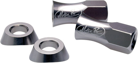 Motion Pro Liteloc 12mm silver aluminum rim nut and washer, lightweight wheel fastener for motorcycle wheels.
