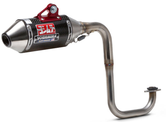 YOSHIMURA Signature RS-2 full system exhaust for UTV, showing the sleek stainless steel design and exhaust pipe.