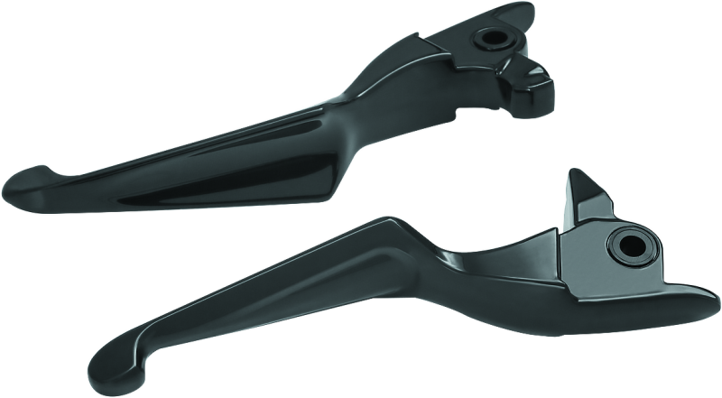 Kuryakyn Boss Blades lever set in gloss black for Harley-Davidson Touring 2017-2020 motorcycles, showing close-up of the levers.