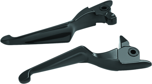 Kuryakyn Boss Blades lever set in gloss black for Harley-Davidson Touring 2017-2020 motorcycles, showing close-up of the levers.