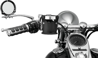 Kuryakyn Chrome Beverage Carrier Perch Mount for Powersports Vehicles, designed for secure drink holder attachment