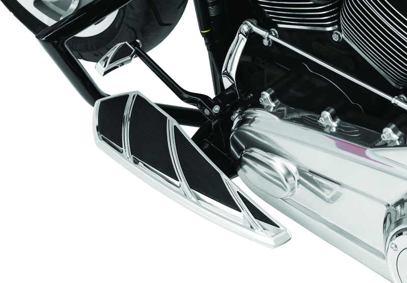 Kuryakyn Phantom Floorboards for Harley-Davidson with durable aluminum and vibration dampening rubber for comfortable riding.