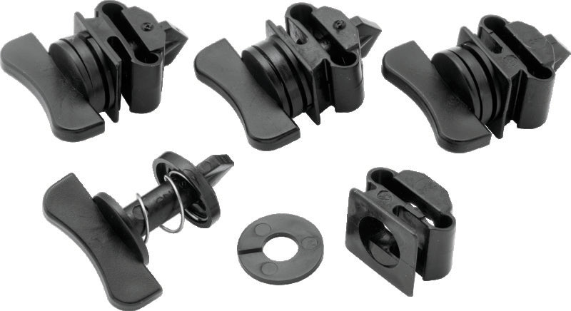 QuadBoss windshield replacement hardware part #568286 for powersports vehicles, shown installed on vehicle with clear view of hardware.