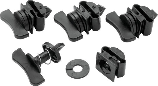 QuadBoss windshield replacement hardware part #568286 for powersports vehicles, shown installed on vehicle with clear view of hardware.