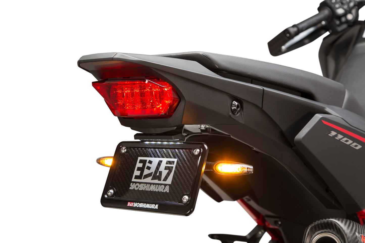 YOSHIMURA Fender Eliminator Kit for BMW with LED lights, featuring a sleek race-style design and compact profile.