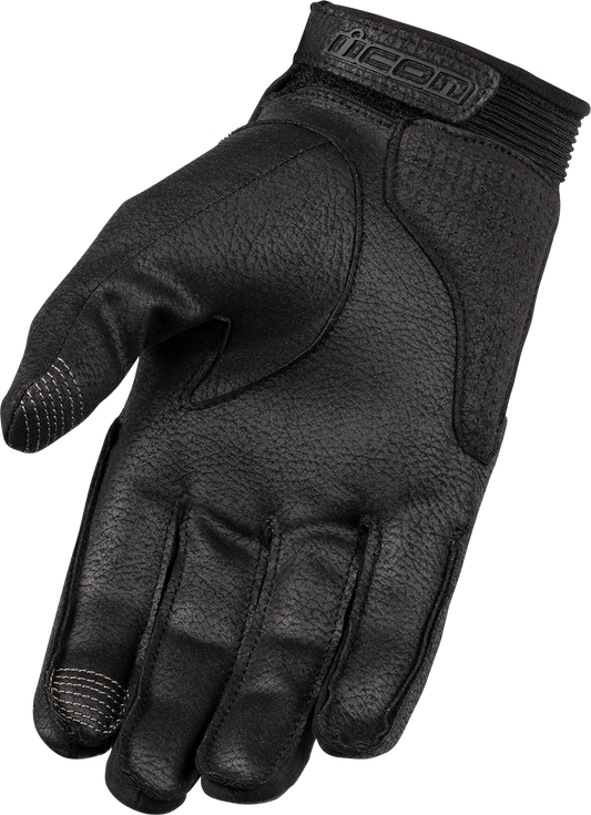 Black ICON Women's Superduty3™ gloves in medium size, showing the durable glove design and textured grip surface.