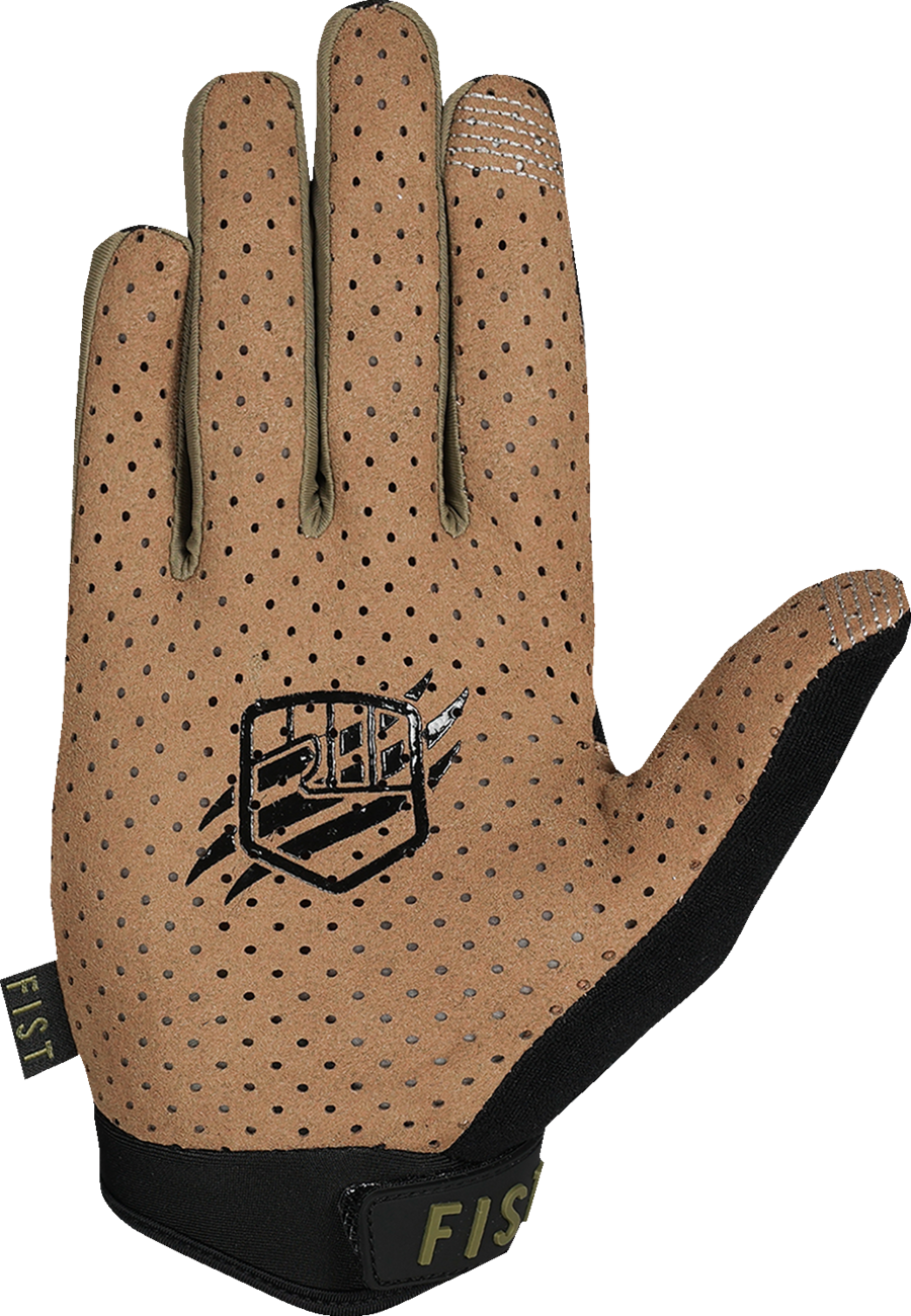 FIST HANDWEAR Breezer Gloves in black and tan with ultra-lite mesh and perforated Clarino® palm, small size.
