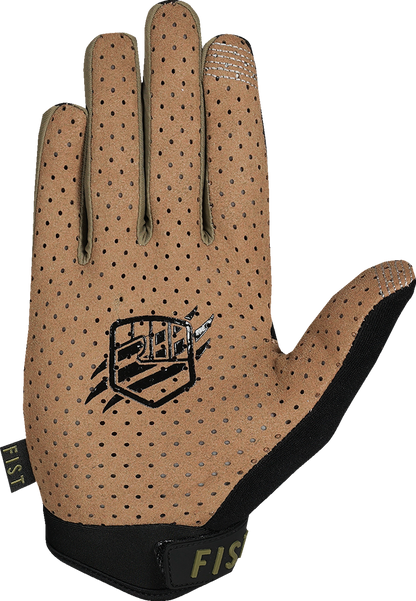 FIST HANDWEAR Breezer Gloves in black and tan with ultra-lite mesh and perforated Clarino® palm, small size.
