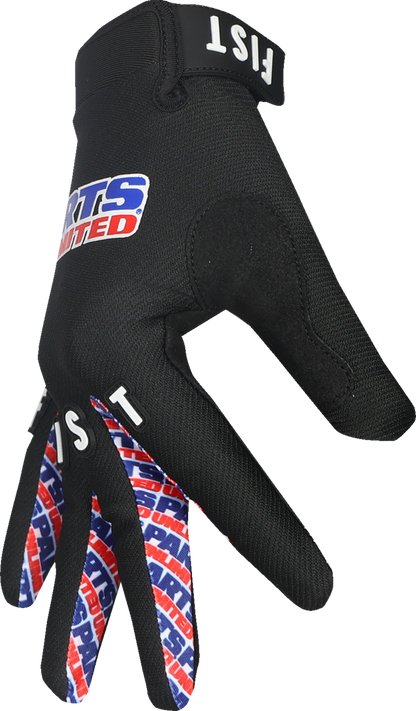 Black FIST HANDWEAR Parts Unlimited gloves in XL with reinforced palms for superior grip and comfort.