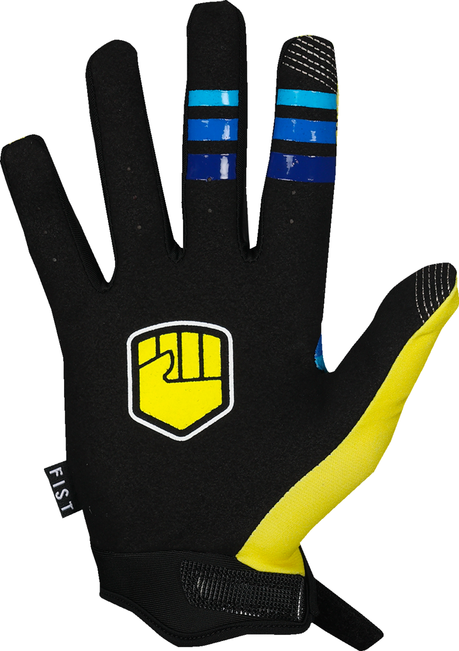 Yellow FIST HANDWEAR Strapped 90's gloves in size 2XL, featuring a vintage style with strap details.