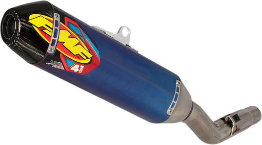 FMF Factory 4.1 RCT Muffler in anodized titanium, designed for high-performance motorcycle exhaust systems.