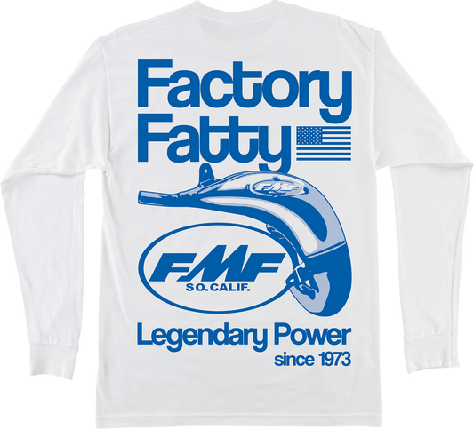 FMF Factory Fatty long-sleeve T-shirt in white, 2XL size, featuring the FMF logo and design on the front, casual style.