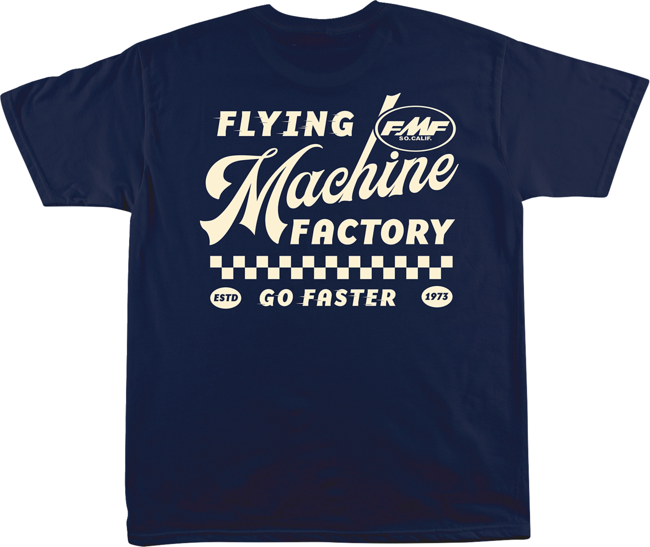 FMF Faster T-Shirt in navy, size XL, featuring bold FMF logo design on front, made of comfortable cotton fabric.