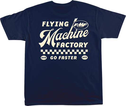 FMF Faster T-Shirt in navy, size XL, featuring bold FMF logo design on front, made of comfortable cotton fabric.