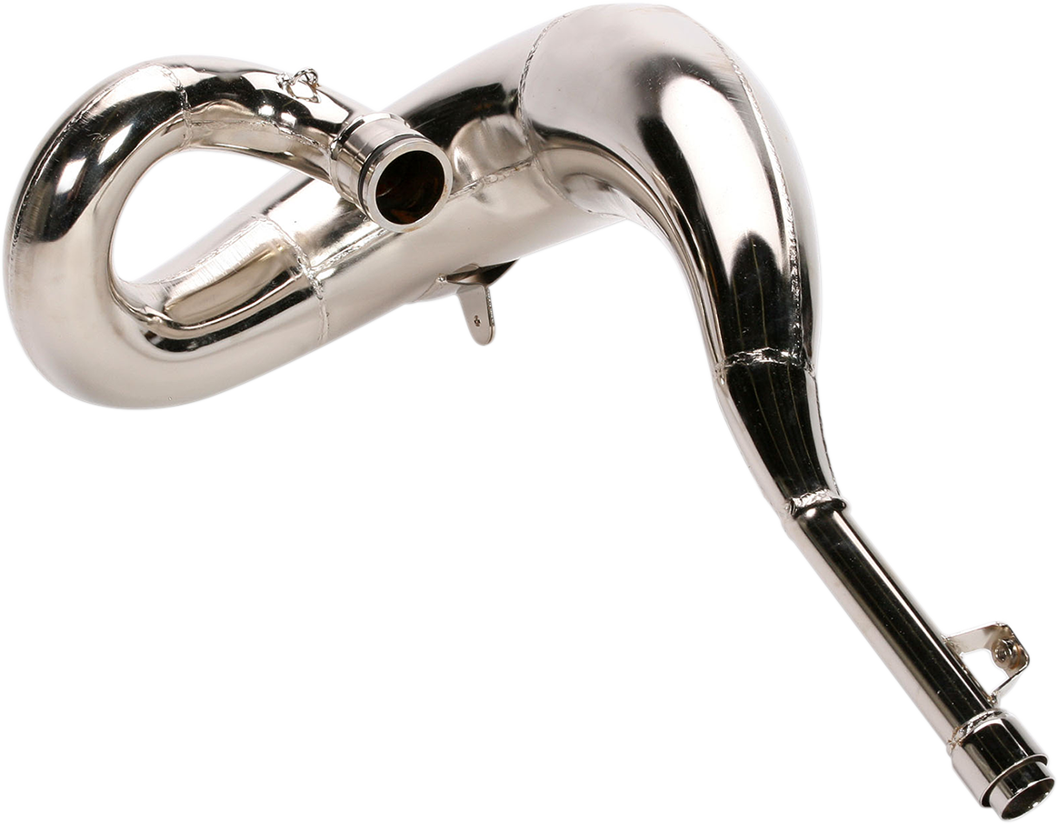 FMF Fatty Pipe 020390 for motorcycle performance, showing the black FMF exhaust pipe with branding and mounting details.