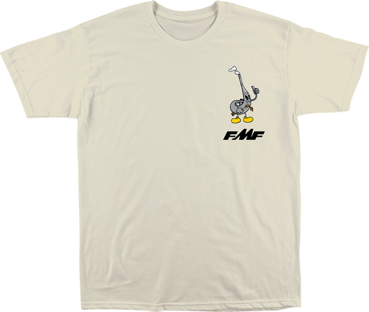 FMF Garage T-Shirt in natural color, XL size, made of soft spun cotton with a premium fit, featuring the FMF logo and design.