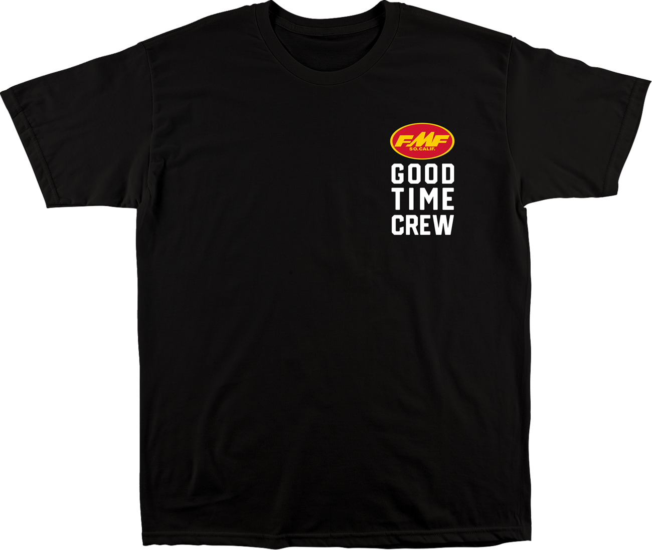 FMF Good Time Crew T-Shirt in black, 2XL, made of soft spun cotton with a vibrant graphic print on the front.