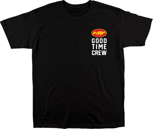 FMF Good Time Crew T-Shirt in black, 2XL, made of soft spun cotton with a vibrant graphic print on the front.