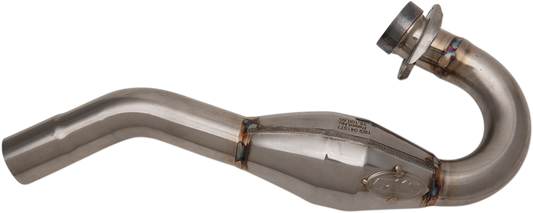 FMF MegaBomb header with titanium construction for enhanced power and durability in motorcycle exhaust systems.