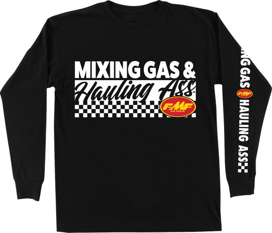 FMF Mixin long-sleeve T-shirt in black, large size, featuring the FMF logo on the chest.