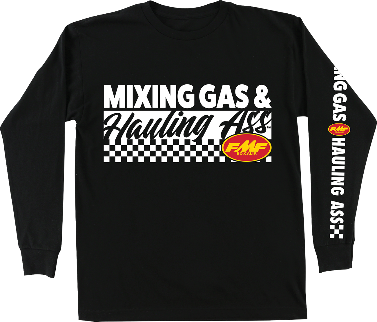 Black FMF Mixin long-sleeve T-shirt in small size with logo print, casual fit, and soft fabric.