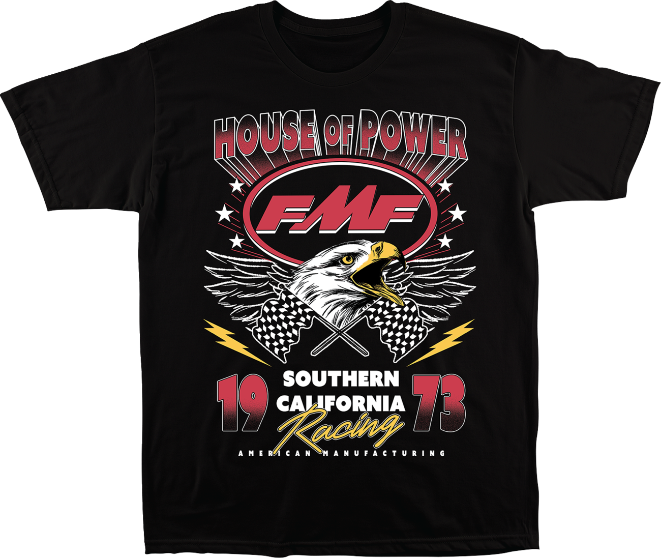 FMF Overdrive T-Shirt in black, medium size, soft spun cotton with graphic print, casual men's apparel.