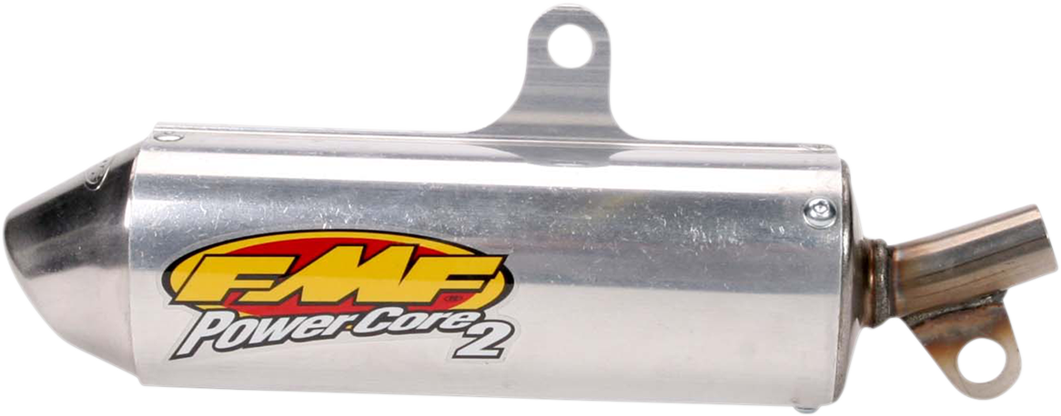 FMF Powercore 2 Silencer for 2-stroke engines, high-performance exhaust muffler, black metal with mounting hardware visible