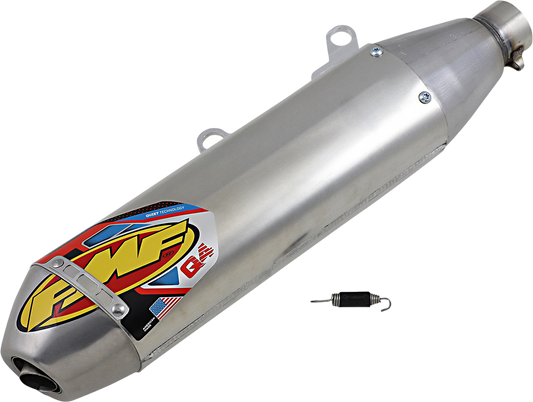 FMF Q4 HEX muffler for off-road motorcycle, high-performance exhaust system with sleek design and durable construction.